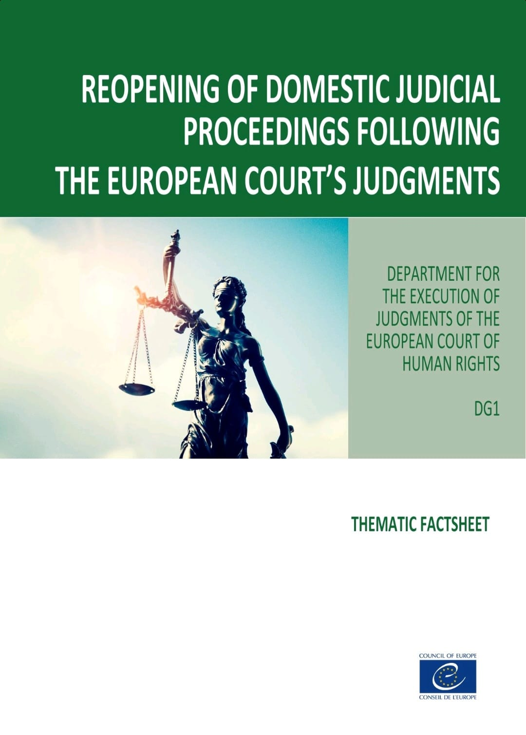 New Thematic Factsheet on the Reopening of Domestic Judicial Proceedings Following the European Court’s Judgments