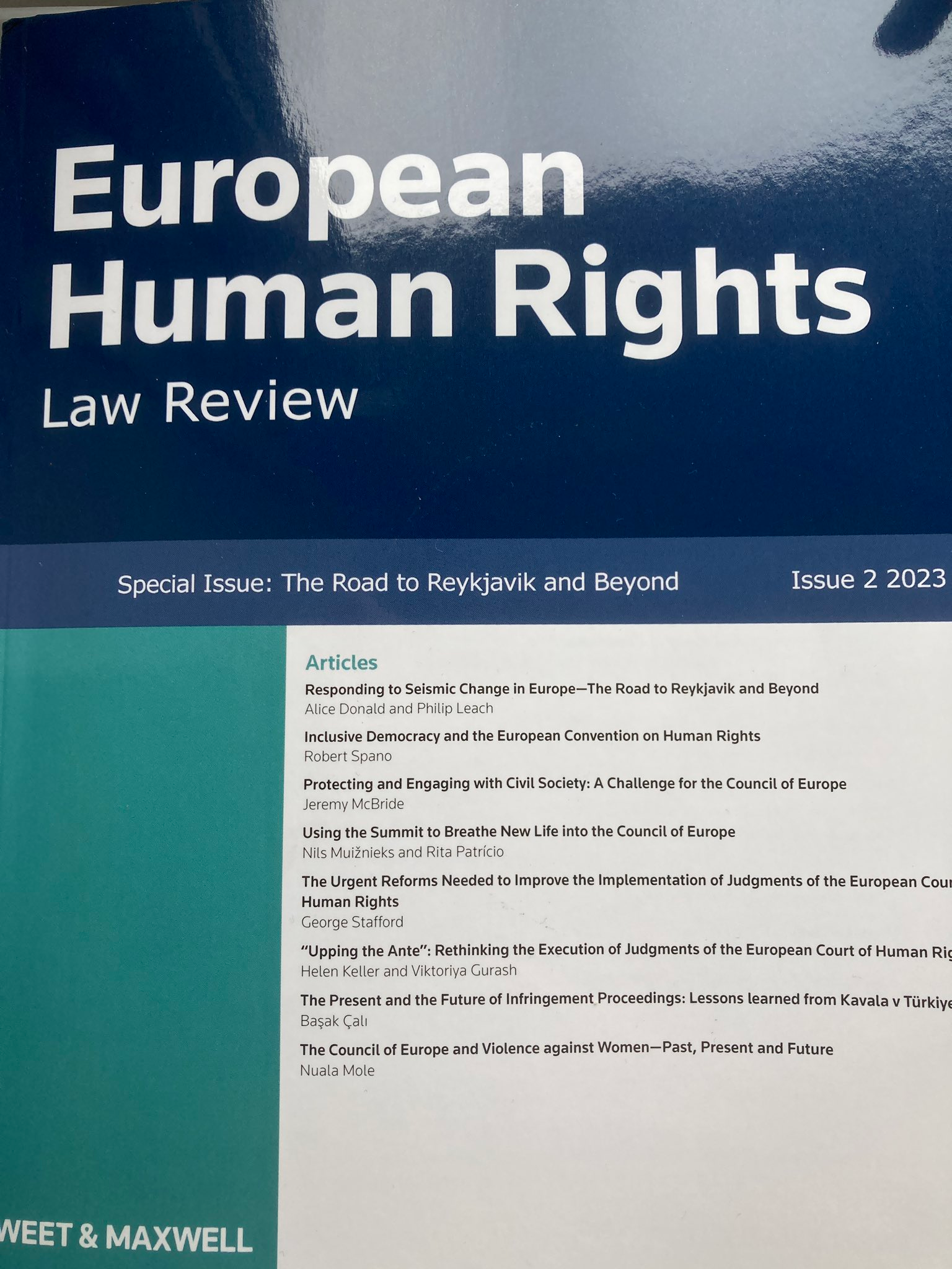 New Special Issue European Human Rights Law Review