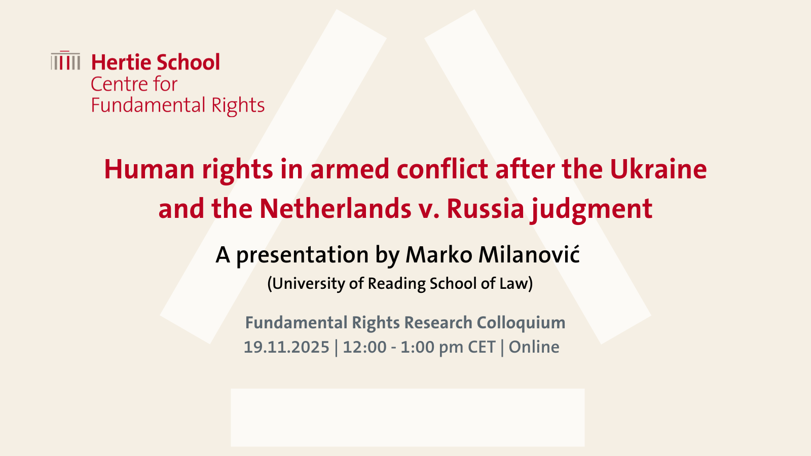 Online Event on the ECHR and Armed Conflict